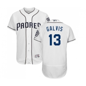 Men's Majestic San Diego Padres #13 Freddy Galvis White Home Flex Base Authentic Collection MLB Jersey