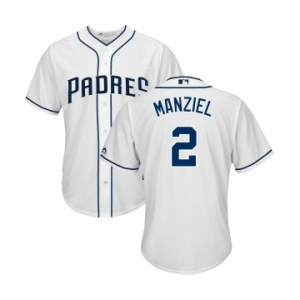 Men's Majestic San Diego Padres #2 Johnny Manziel Replica White Home Cool Base MLB Jersey