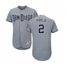 Men's Majestic San Diego Padres #2 Jose Pirela Authentic Grey Road Cool Base MLB Jersey