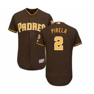 Men's Majestic San Diego Padres #2 Jose Pirela Brown Alternate Flex Base Authentic Collection MLB Jersey