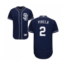 Men's Majestic San Diego Padres #2 Jose Pirela Navy Blue Alternate Flex Base Authentic Collection MLB Jersey