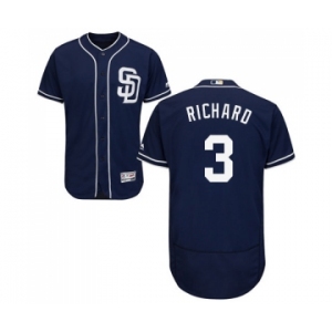 Men's Majestic San Diego Padres #3 Clayton Richard Navy Blue Alternate Flex Base Authentic Collection MLB Jersey