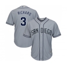 Men's Majestic San Diego Padres #3 Clayton Richard Replica Grey Road Cool Base MLB Jersey