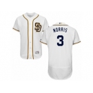 Men's Majestic San Diego Padres #3 Derek Norris White Flexbase Authentic Collection MLB Jersey