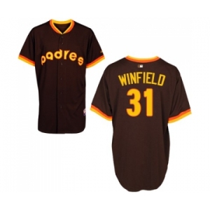 Men's Majestic San Diego Padres #31 Dave Winfield Replica Coffee 1984 Turn Back The Clock MLB Jersey