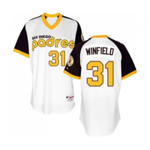 Men's Majestic San Diego Padres #31 Dave Winfield Replica White 1978 Turn Back The Clock MLB Jersey