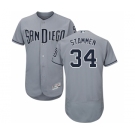 Men's Majestic San Diego Padres #34 Craig Stammen Authentic Grey Road Cool Base MLB Jersey