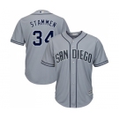 Men's Majestic San Diego Padres #34 Craig Stammen Replica Grey Road Cool Base MLB Jersey