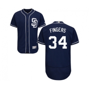 Men's Majestic San Diego Padres #34 Rollie Fingers Navy Blue Alternate Flex Base Authentic Collection MLB Jersey