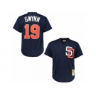 Men's Mitchell and Ness 1996 San Diego Padres #19 Tony Gwynn Replica Navy Blue Throwback MLB Jersey