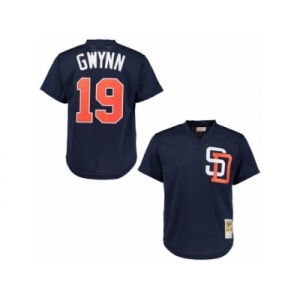 Men's Mitchell and Ness 1996 San Diego Padres #19 Tony Gwynn Replica Navy Blue Throwback MLB Jersey