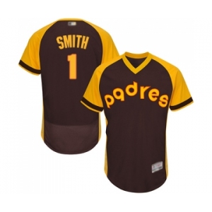 Men's San Diego Padres #1 Ozzie Smith Brown Alternate Cooperstown Authentic Collection Flex Base Baseball Jersey