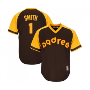 Men's San Diego Padres #1 Ozzie Smith Replica Brown Alternate Cooperstown Cool Base Baseball Jersey