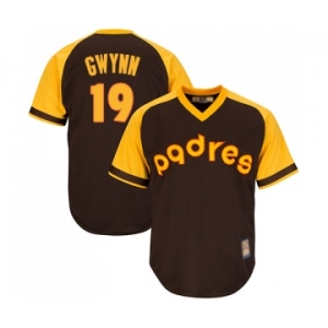 Men's San Diego Padres #19 Tony Gwynn Replica Brown Alternate Cooperstown Cool Base Baseball Jersey