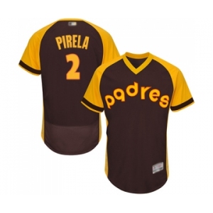 Men's San Diego Padres #2 Jose Pirela Brown Alternate Cooperstown Authentic Collection Flex Base Baseball Jersey