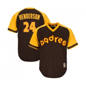 Men's San Diego Padres #24 Rickey Henderson Replica Brown Alternate Cooperstown Cool Base Baseball Jersey
