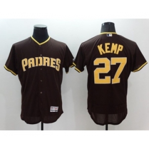 Men's San Diego Padres #27 Matt Kemp Majestic Brown Alternate Home Authentic Collection Flex Base Player Jersey