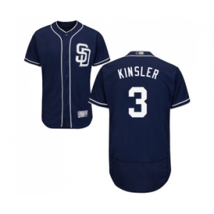 Men's San Diego Padres #3 Ian Kinsler Navy Blue Alternate Flex Base Authentic Collection Baseball Jersey