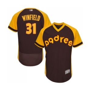 Men's San Diego Padres #31 Dave Winfield Brown Alternate Cooperstown Authentic Collection Flex Base Baseball Jersey
