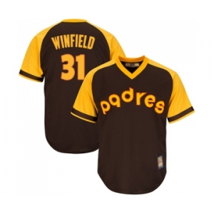 Men's San Diego Padres #31 Dave Winfield Replica Brown Alternate Cooperstown Cool Base Baseball Jersey
