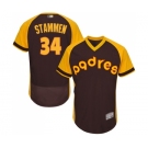 Men's San Diego Padres #34 Craig Stammen Brown Alternate Cooperstown Authentic Collection Flex Base Baseball Jersey