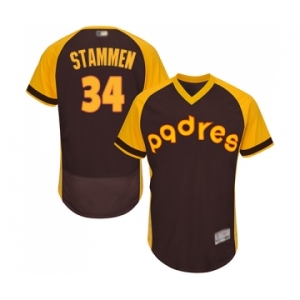 Men's San Diego Padres #34 Craig Stammen Brown Alternate Cooperstown Authentic Collection Flex Base Baseball Jersey