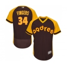 Men's San Diego Padres #34 Rollie Fingers Brown Alternate Cooperstown Authentic Collection Flex Base Baseball Jersey