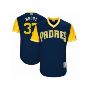 Men's San Diego Padres Travis Wood #37 Woody Majestic Navy 2017 Players Weekend Authentic Jersey