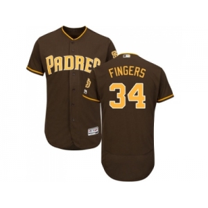 San Diego Padres #34 Rollie Fingers Brown Flexbase Authentic Collection Stitched MLB Jersey