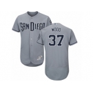 San Diego Padres #37 Travis Wood Authentic Grey Road Cool Base MLB Jersey