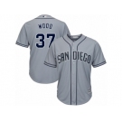 San Diego Padres #37 Travis Wood Replica Grey Road Cool Base MLB Jersey