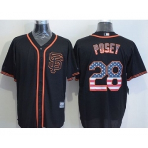 Men San Francisco Giants #28 Buster Posey Black USA Flag Fashion Stitched Baseball Jersey