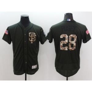 Men San Francisco Giants #28 Buster Posey Majestic Green Salute to Service Flexbase Authentic Collection Jersey