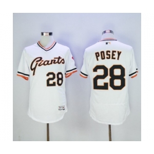 Men San Francisco Giants #28 Buster Posey Majestic White Flexbase Authentic Collection Cooperstown Player Jersey