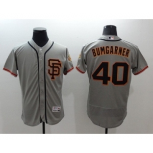 Men San Francisco Giants #40 Madison Bumgarner Majestic Gray Flexbase Authentic Collection Player Jersey