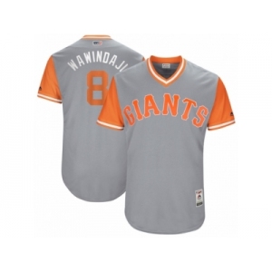 Men's 2017 Little League World Series Giants #8 Hunter Pence Wawindaji Gray Jersey