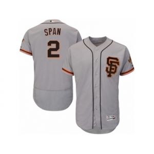 Men's Majestic San Francisco Giants #2 Denard Span Gray Flexbase Authentic Collection MLB Jersey