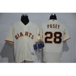 Men's Majestic San Francisco Giants #28 Buster Posey Cream Flexbase Authentic Collection MLB Jersey