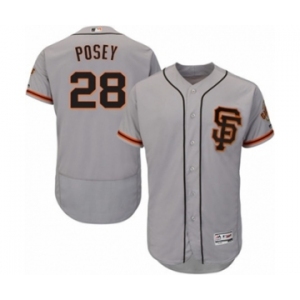 Men's Majestic San Francisco Giants #28 Buster Posey Gray Flexbase Authentic Collection MLB Jersey