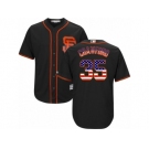 Men's Majestic San Francisco Giants #35 Brandon Crawford Replica Black USA Flag Fashion MLB Jersey