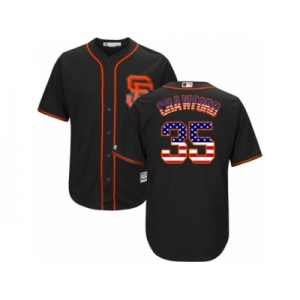 Men's Majestic San Francisco Giants #35 Brandon Crawford Replica Black USA Flag Fashion MLB Jersey