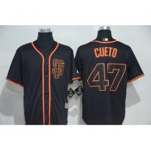 Men's Majestic San Francisco Giants #47 Johnny Cueto Authentic Black Cool Base MLB Jersey