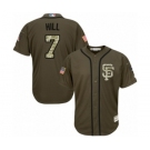 Men's Majestic San Francisco Giants #7 Aaron Hill Authentic Green Salute to Service MLB Jersey