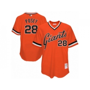 Men's Mitchell and Ness San Francisco Giants #28 Buster Posey Authentic Orange Throwback MLB Jersey