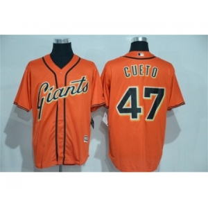 Men's San Francisco Giants #47 Johnny Cueto Majestic Orange Cool Base Player Jersey