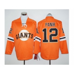 San Francisco Giants #12 Joe Panik Orange Long Sleeve Stitched Baseball Jersey