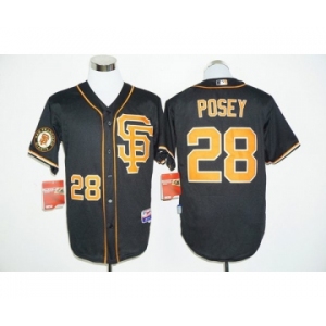 San Francisco Giants #28 Buster Posey Black whith Gold Cool Base Stitched MLB Jersey