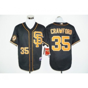 San Francisco Giants #35 Brandon Crawford Black whith Gold Cool Base Stitched MLB Jersey