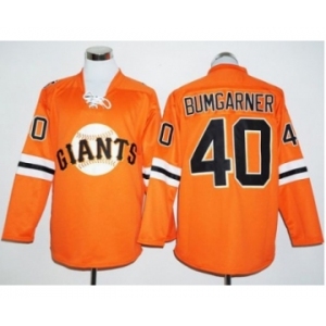 San Francisco Giants #40 Madison Bumgarner Orange Long Sleeve Stitched Baseball Jersey