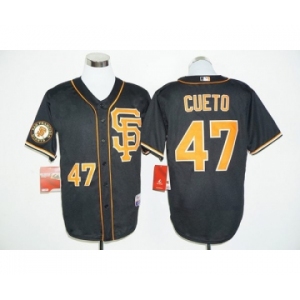 San Francisco Giants #47 Johnny Cueto Black whith Gold Cool Base Stitched MLB Jersey